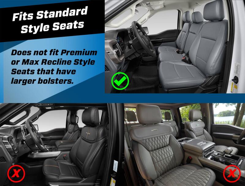 PRP 2021+ Ford 150/ 2023+ SuperDuty Front Seat Covers (Pair) - Black w/ Red Stich